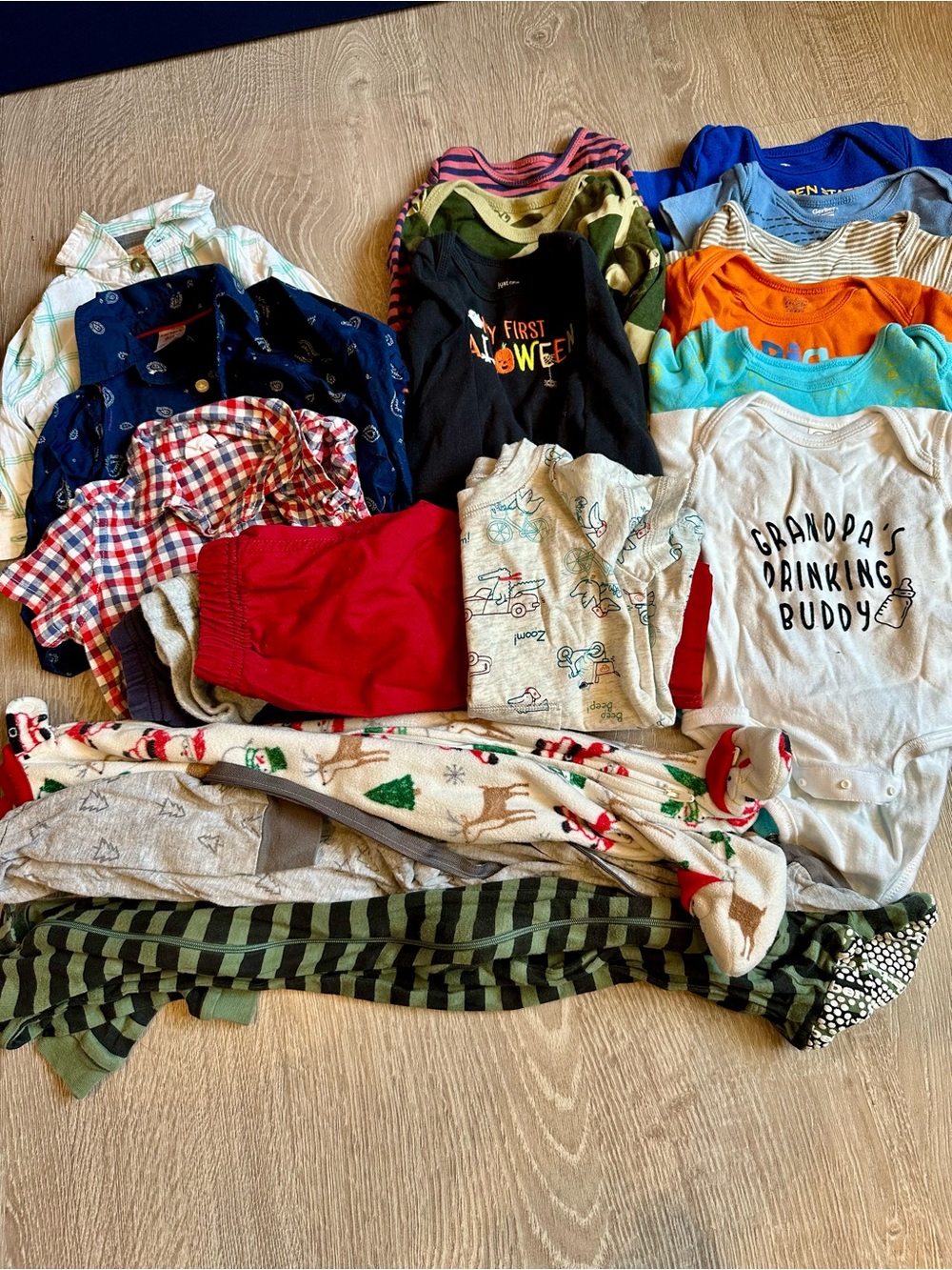 6-9 month boys bundle: GAP, Cat & Jack. Carter’s dress shirts, pants, onsies
